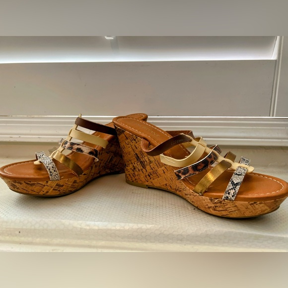 Lane Bryant Wedge Slide Sandals Size 9W faux leather cork wedge NWT - Picture 2 of 11